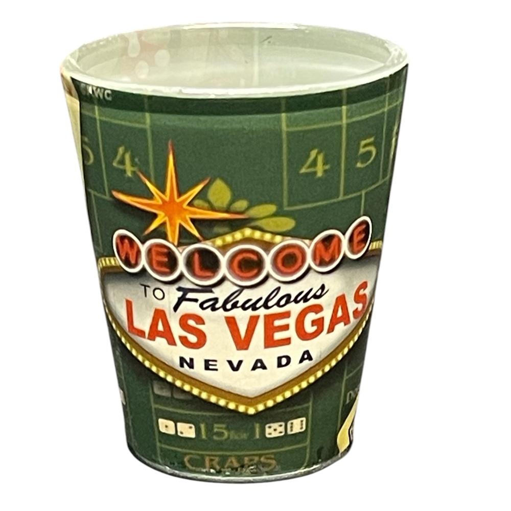 Welcome to Fabulous Las Vegas Nevada Shot Glass Dice Cards Poke Chips